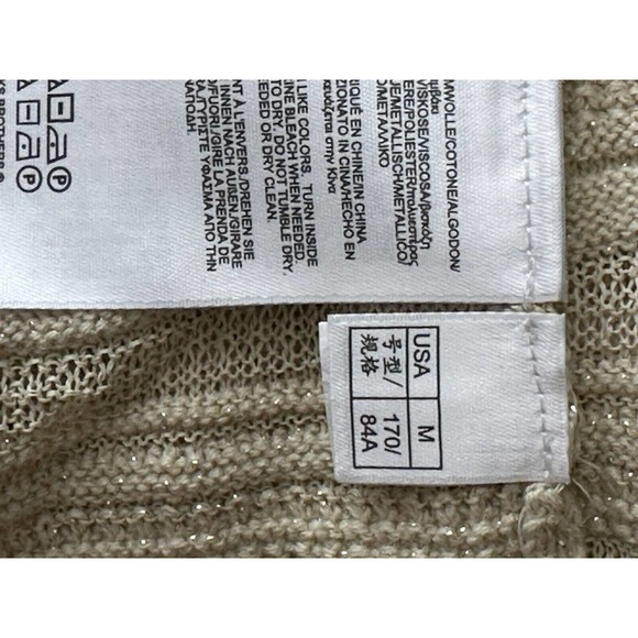 NWT Brooks Brothers Womens V Neck Metallic Sweater Medium Lightweight Semi Sheer - Picture 9 of 9